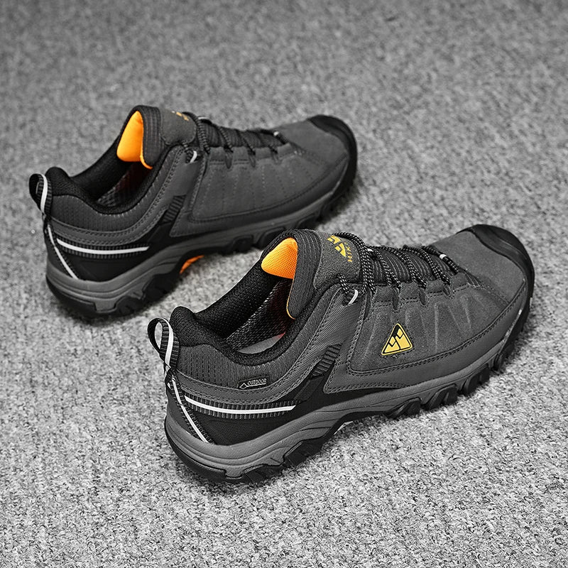 High Quality Men Hiking Shoes Durable Leather Climbing Shoes Outdoor Walking Sneakers Rubber Sole Factory Outlet