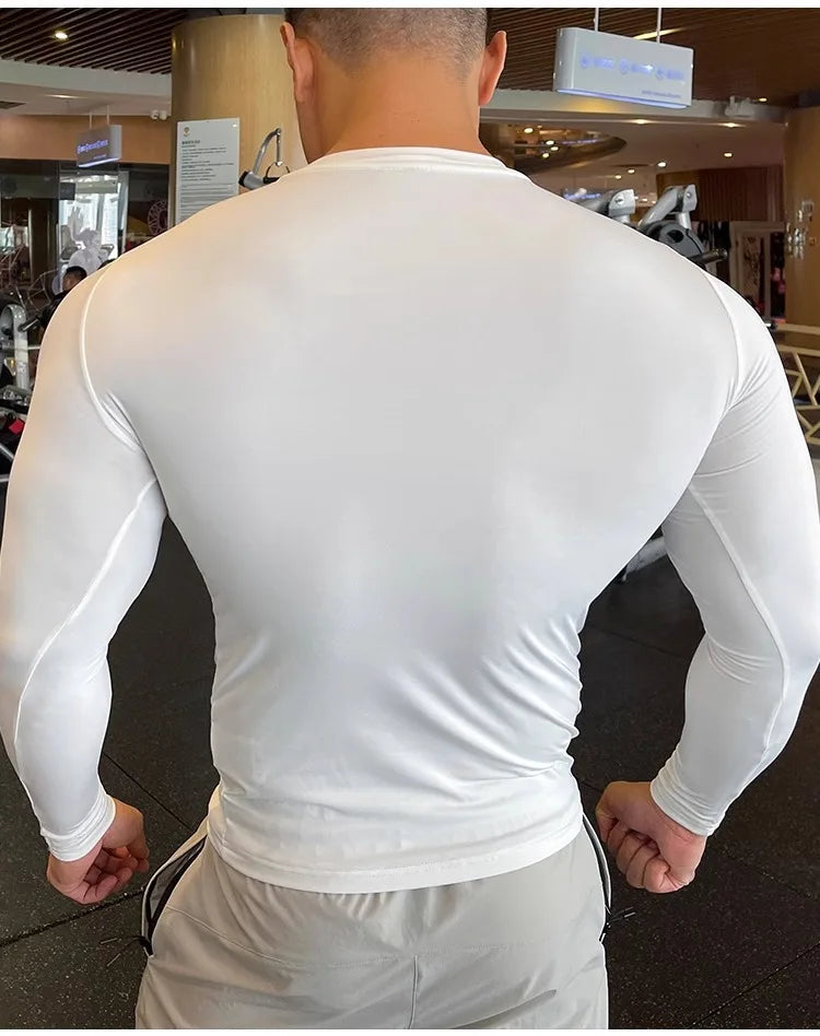 Long Sleeve T-shirt Fitness Basketball Running Tight Men Spandex Bodybuilding Sports Shirt Gym Training Compression Sport Top