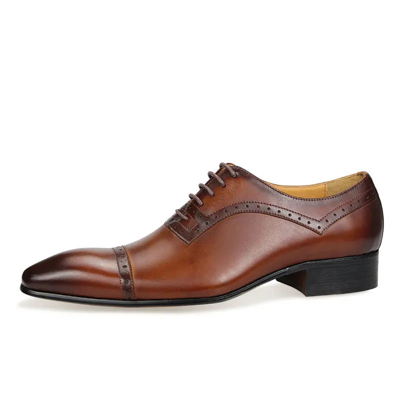 Premium Men's Genuine Leather Oxford Shoes|Luxury Brogue Dress Shoes for Weddings & Business|Comfortable Formal Lace-Up Shoes