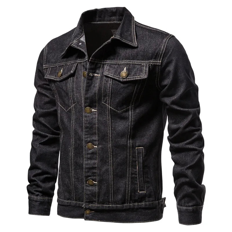 2026 New Autumn Men's Casual Workwear Jeans Jacket Loose Casual Versatile Youthful Male Solid Color Tops Dnim Mens Outwear