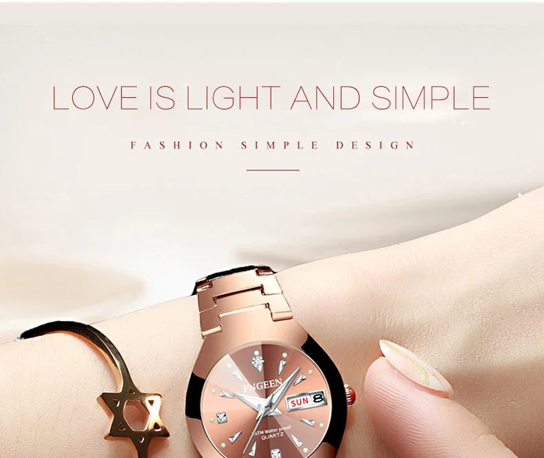 5808 Relogio Feminino Couple Watch Men Quartz watch for Lovers Luxury Womens wristwatch Stainless Steel Waterproof
