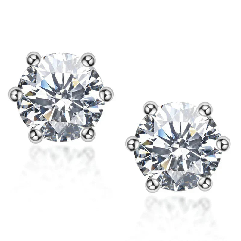 Real 0.5ct/1ct/2ct D Color Moissanite 925 Sterling Silver Gold Plated Stud Earrings For Women Wedding Fine Jewelry Gift