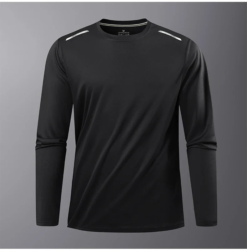 CHRLCK Men's Hiking Quick Drying T-shirts Breathable Camping Running Fishing Soft Elasticity Long Sleeve Tees Summer Autumn