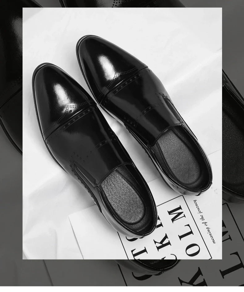 Big Size Dress Shoes for Men Solid Color Summer Autumn Fashion Business Casual Shoes Male British Style Cow Leather Shoe Man