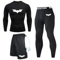 Bat Graphic Print Long Sleeve Set Men's Compression T-Shirt Shorts Pants Suit 3 Piece Set Spring Summer Gym Fitness Sportswear