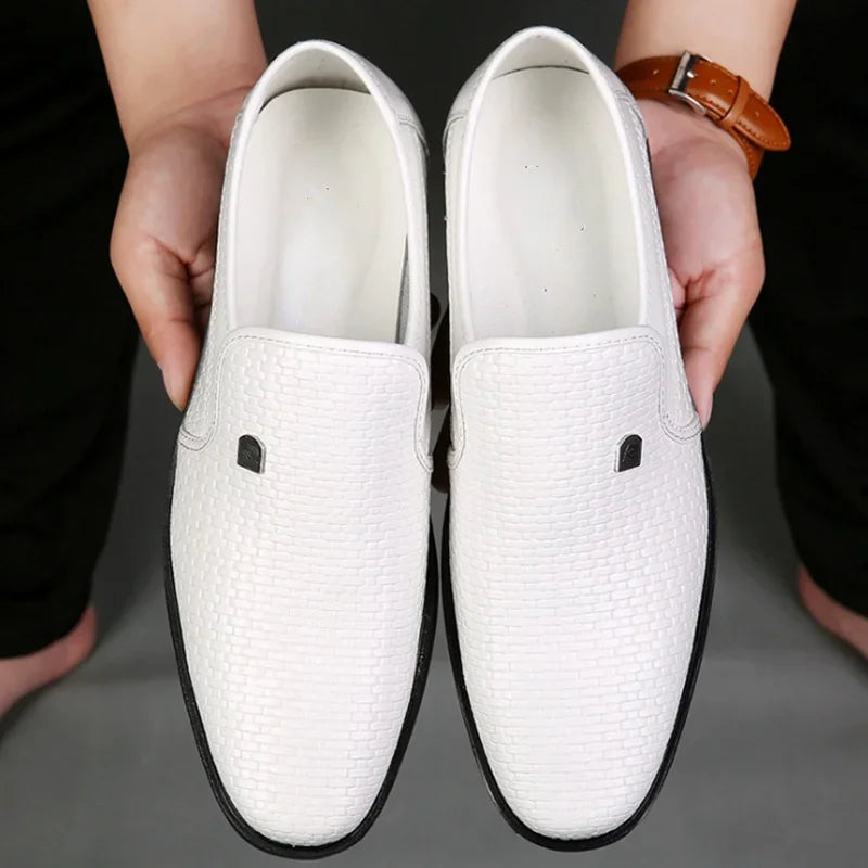 Spring Men Loafers Leather Men Shoes Summer Hollow Breathable Oxfords Man Casual Shoes Slip on Formal Dress Shoes for Man