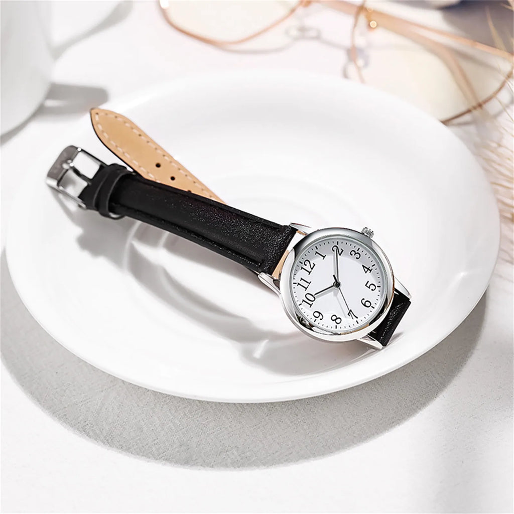 Women Quartz Fine Watch Easy To Read Arabic Numerals Simple-Dial