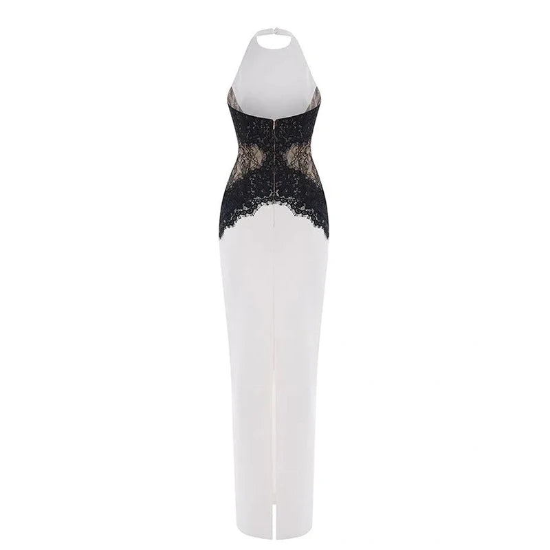Lace Cut Out Slim Backless Dress Women Elegant Halter Sleeveless Party Dresses Fashion Female Vestiods for Summer New 2026