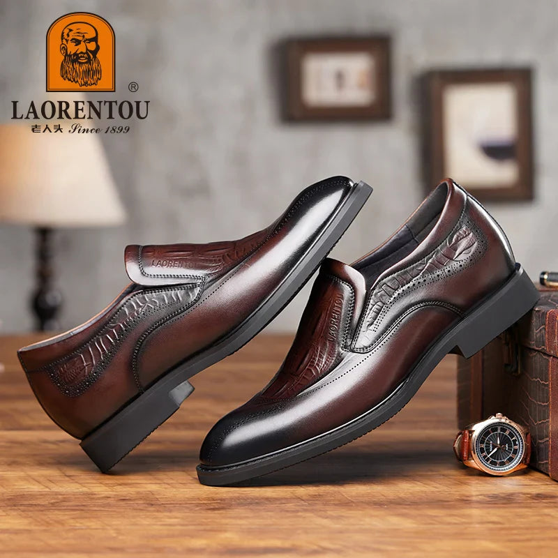 Men’s Crocodile Pattern Formal Business Shoes – Faux Leather Dress Footwear for Office & Events