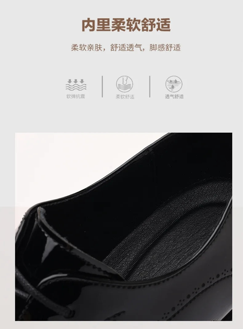 Business Formal Patent Leather Shoes for Men Spring Autumn New Designer Brogue Shoes Male Fashion Lace Wedding Shoe Man