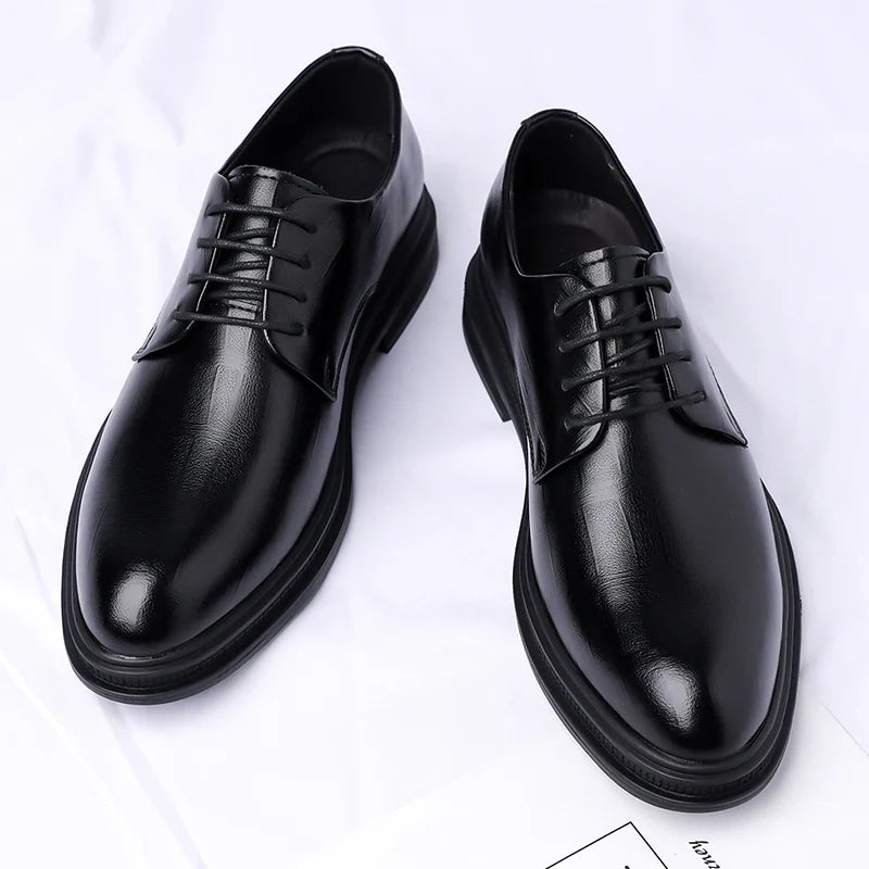 Men's Formal Leather Shoes Lace Up Breathable Non-slip Rubber Sole Lightweight Comfortable Dress Shoes Office & Special Occasion
