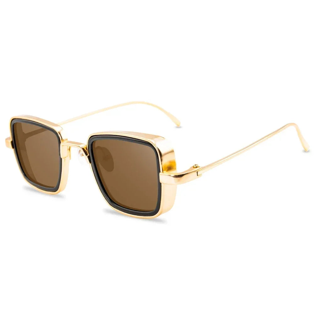 Brand Shades Men Women Sun Glasses UV400 Square Vintage Metal Steampunk Sunglasses