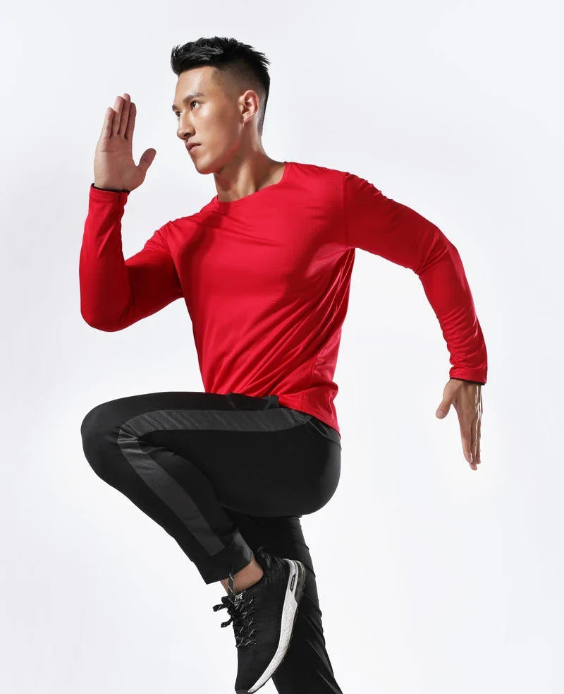 Men Running Sport Shirts Tops Long Sleeve Plus Size Tees Dry Fit Breathable Training Clothes Gym Sportswear Fitness Sweatshirts