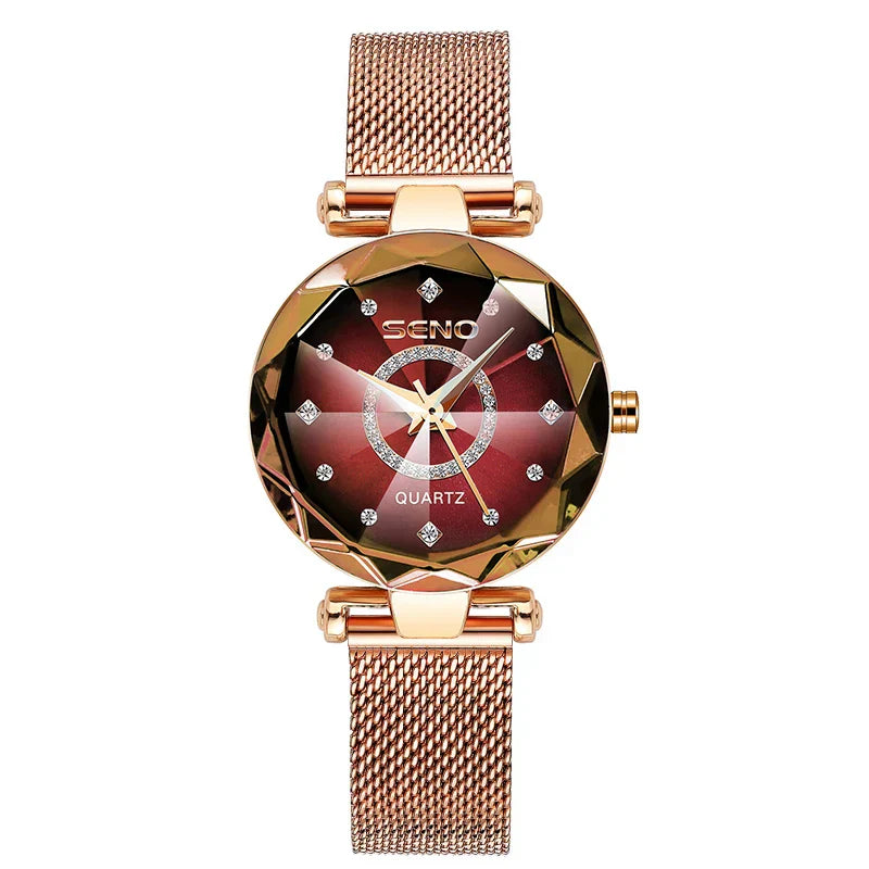 Ocean Star Women Crystal Watch 2025 Top Brand Luxury Rose Gold Women Bracelet Watch For Ladies Wrist Watch Relogio Feminino