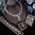 2024 Top 4 Piece Set Dubai Cubic Zirconia Tassel Drop Big Bridal Necklace Bridal Party Luxury Jewelry Set