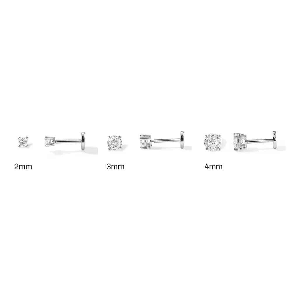 1Piece 925 Sterling Silver Labret Lip Ring Zircon Ear Studs Earrings For Women 2/3/4mm Tragus Cartilage Piercing Jewelry