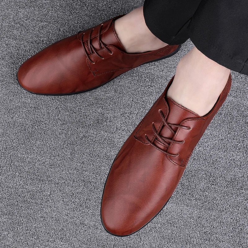 Fashion Simple Mens Oxford Shoes Breathable Male Business Footwear Handmade Formal Dress Shoes Genuine Leather Men Casual Shoes