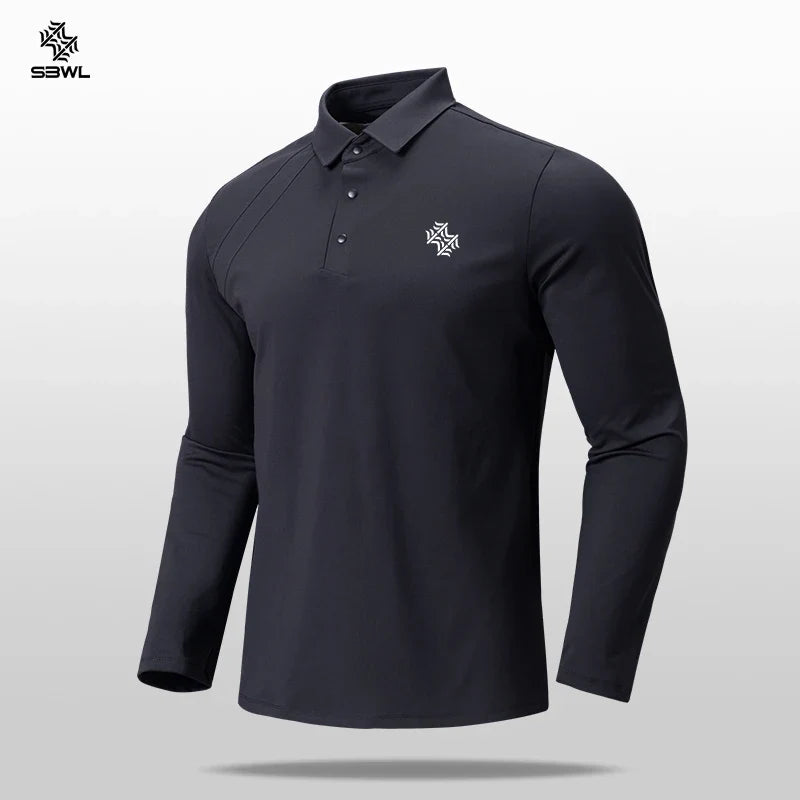Autumn and Winter Fashion Golf Outdoor Sports Long Sleeve Stand Collar T-Shirt Running Fitness Breathable Base Shirt Tops
