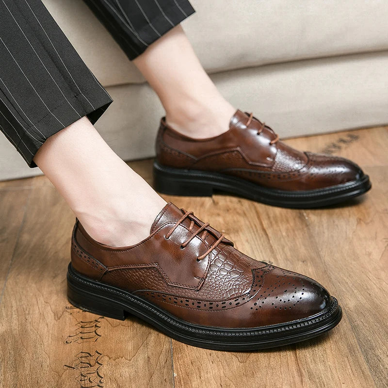 Designer Business Oxfords Formal Wedding Mens Derby Italian Original Crocodile Leather Dress Office Loafers Casual Shoes for Men