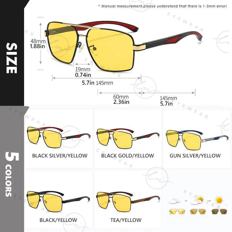 Outdoor Sport Intelligent Photochromic Sunglasses Polarized Man Night Vision Glasses Woman Anti-Glare Driving Goggle Unisex