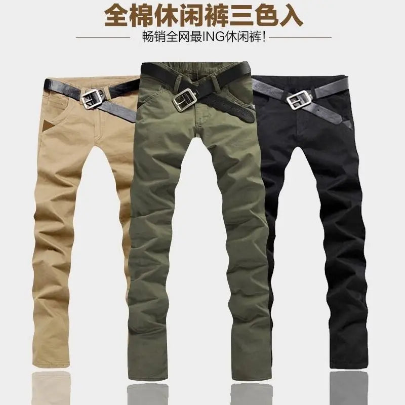 Spring and Summer Men's Casual Thin Labor Cargo Work Wear Army Slim Straight Overalls Cotton Long Pants Large Size Trousers