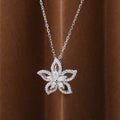Flower Shape Certified Full Moissanite Pendant Necklace for Women 0.83cctw Round/Marquise Cut Lab Diamond Neckchain Fine Jewelry