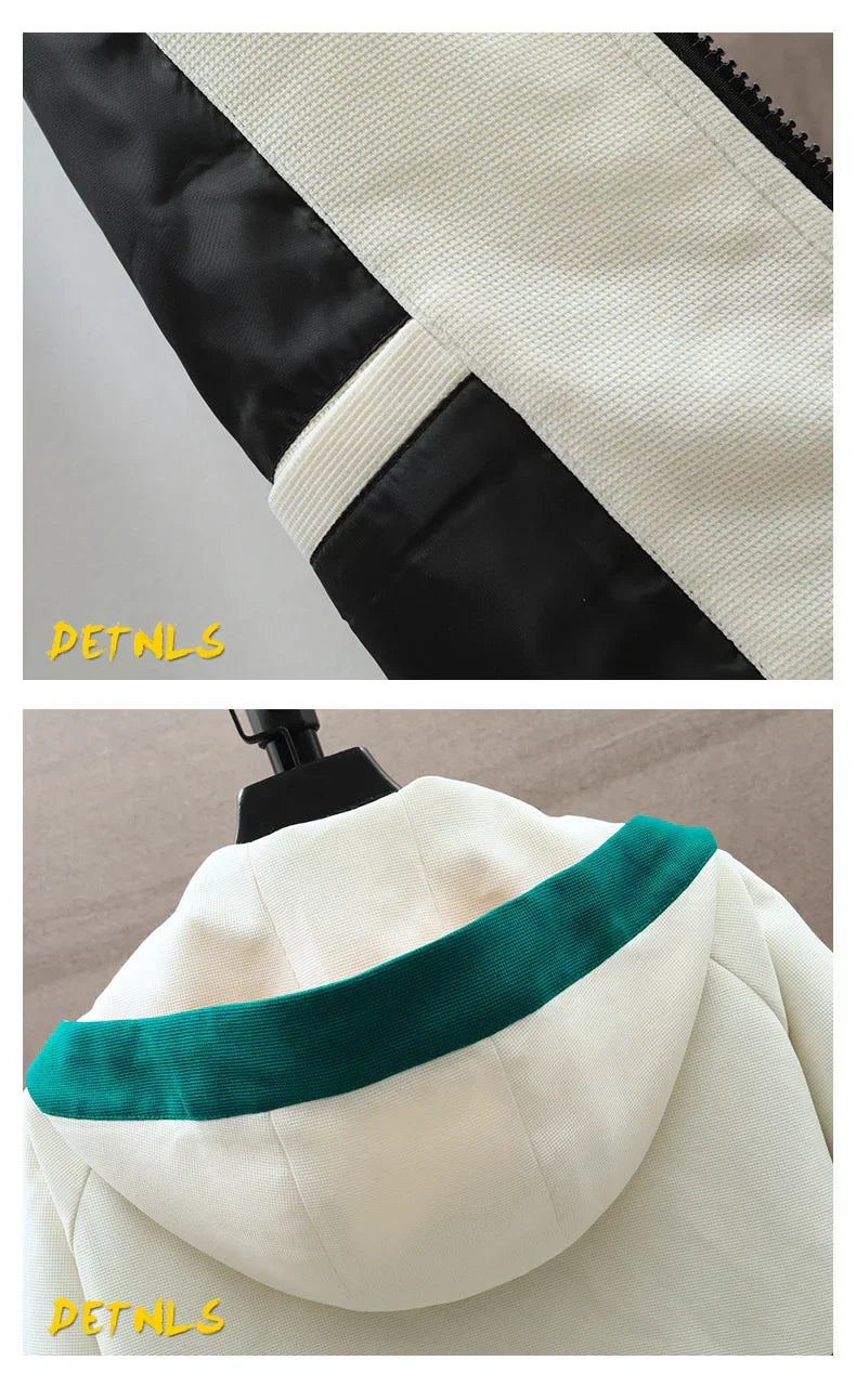 Spring Autumn Men's Sets Korean Fashion Joggers Suit Men Casual Men patchwork Streetwear Hooded Tracksuit Men Two Piece Set