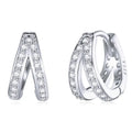 925 Sterling Silver Classic Geometry Earrings Women Zircon Crystal Double Rings Ear Hoop Earrings 3 Colors SCE1187