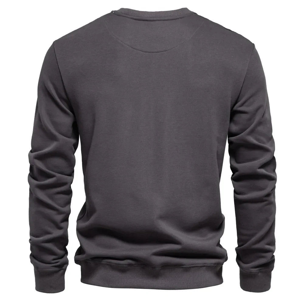 Cotton-blend Mens Crew Neck Solid Color Sweatshirts Pullover Casual Sport Sweatshirt for Men
