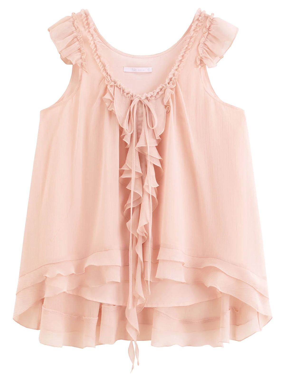 2026 Summer Women's French-Inspired Romantic V-Neck Self-Tie Blouse Ruffle Trim & Matching Separate for Daily
