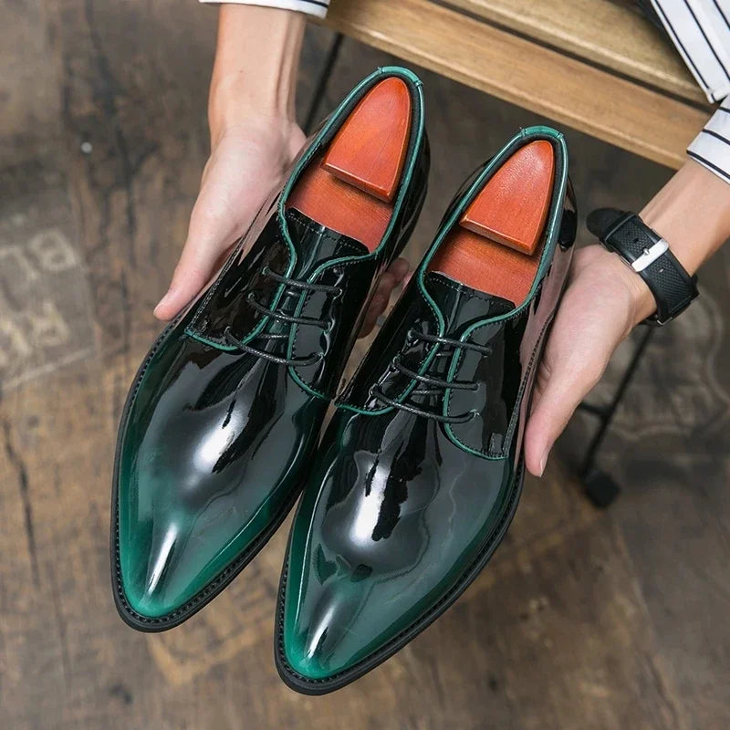 Men's Patent Leather Oxford Shoes with Mirror Finish – Formal Dress Shoes EU 40–48
