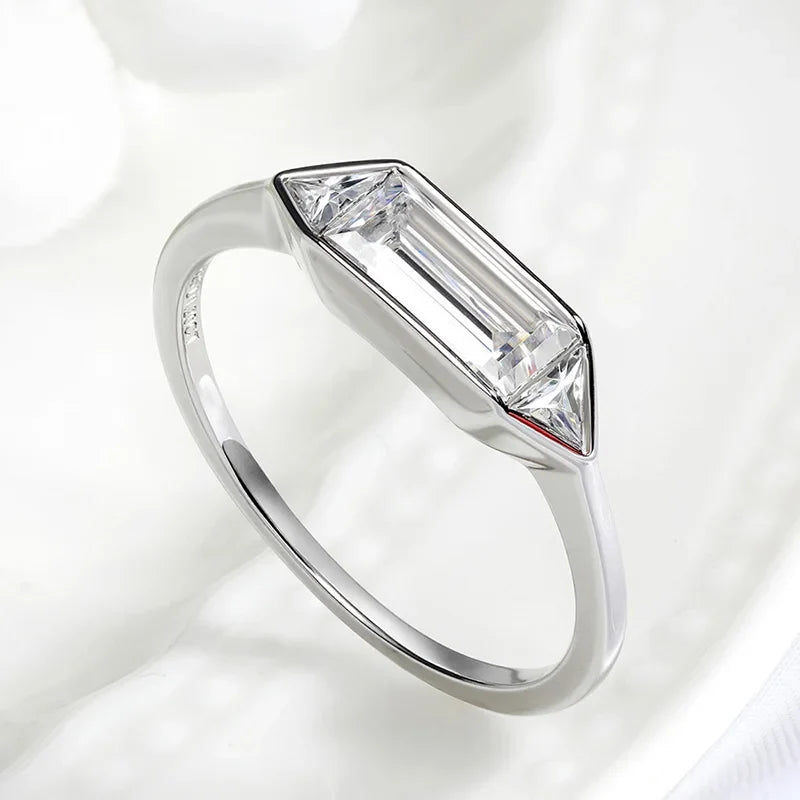 18k Plated 1.2CTTW All Moissanite Rings for Wormen Men 3 Gems Girls Couple Rings Lab Diamond Solid Silver S925 Jewelry