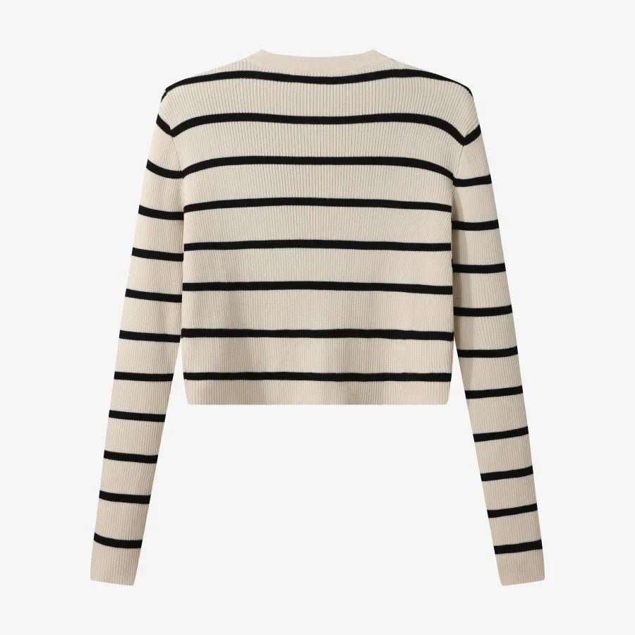 AW25 stripe knitting cardigan + sleeveless patch dress maxi matching set for woman clothing