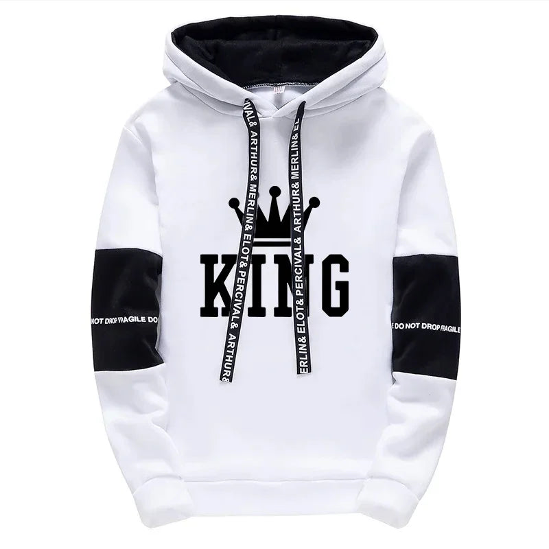 طقم بدلة رياضية رجالية من King Printing، الأكثر مبيعًا، سترة بغطاء رأس غير رسمية وسراويل، ملابس رجالية للشارع والخارج، قطعة واحدة، قمصان رياضية وسراويل رياضية
