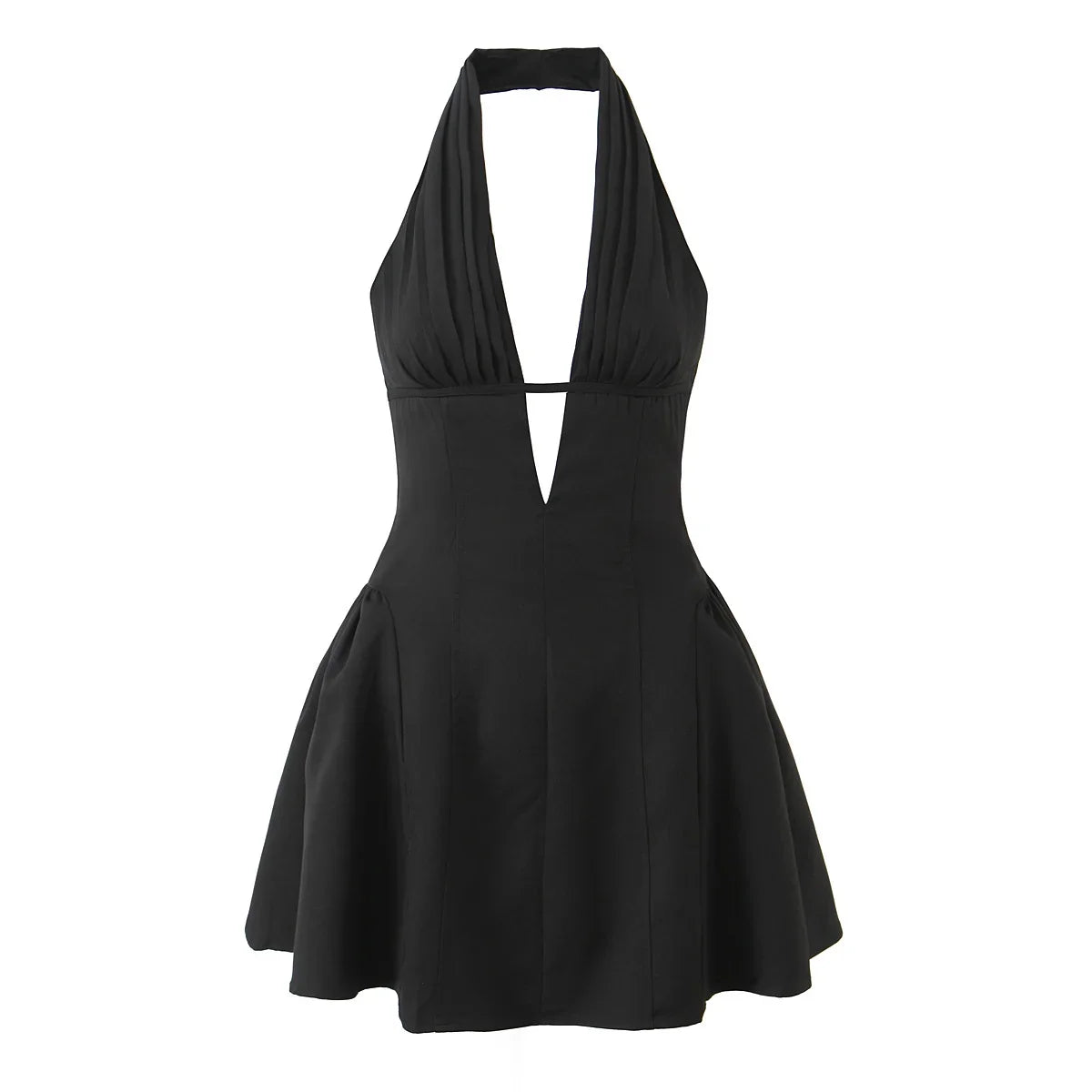 French Style Retro Polka Dot Deep V Halter Dress Women Sexy Backless A-line Slim Sweet Elegant Mini Dresses Summer Robe
