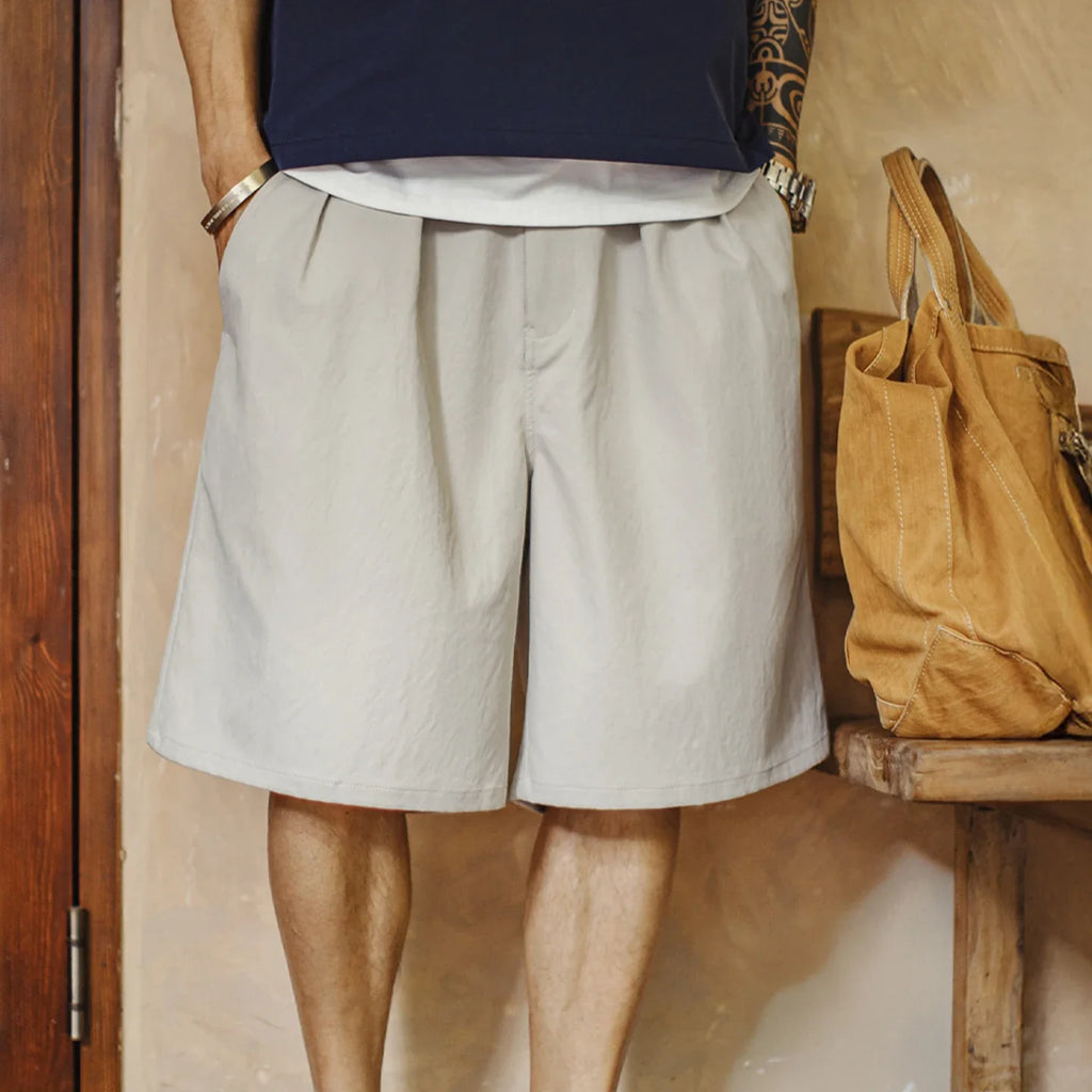 Men's Gurkha Wide Leg Shorts Minimalist Old Money Style Japanese Woven Workwear Casual Thin Summer Daily Men Shorts