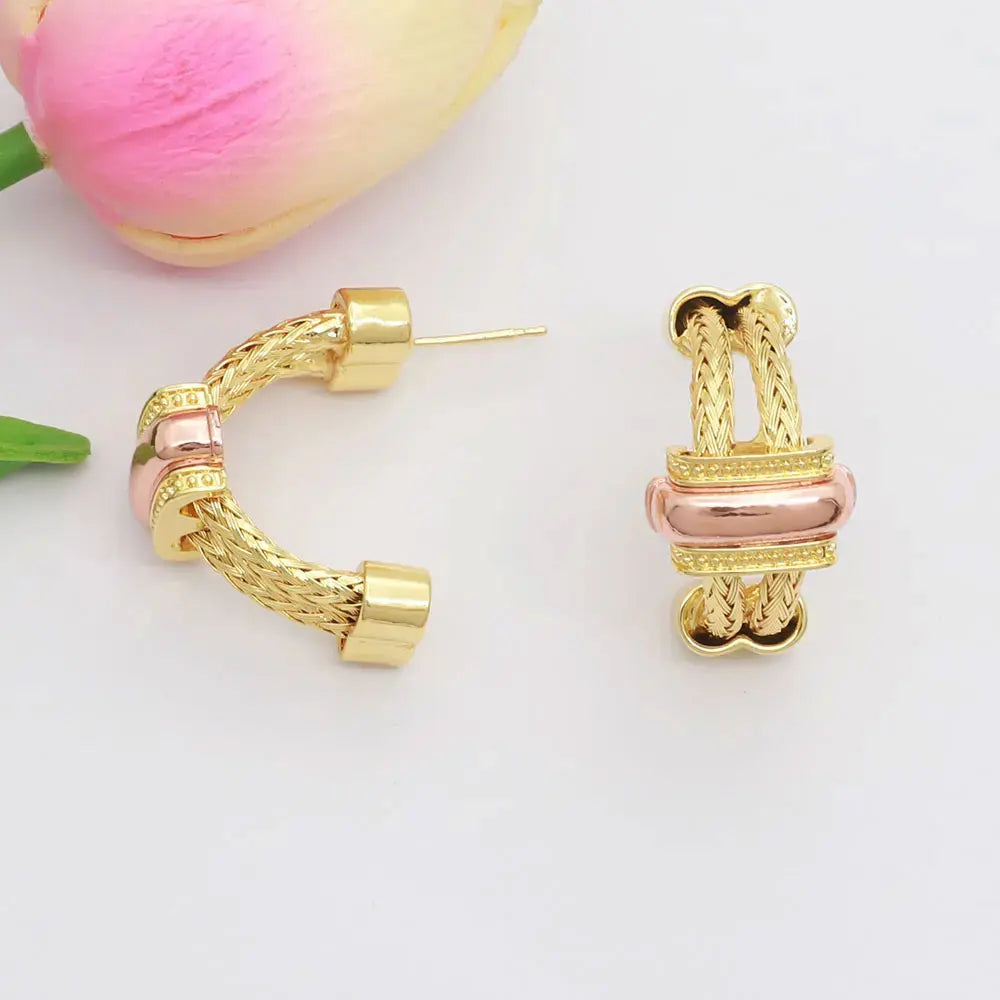 Classic 4pcs 2 Rows African Dubai Jewelry Set For Women Wedding Party Cubic Zircon Italian Bridal Jewelry Set Gift