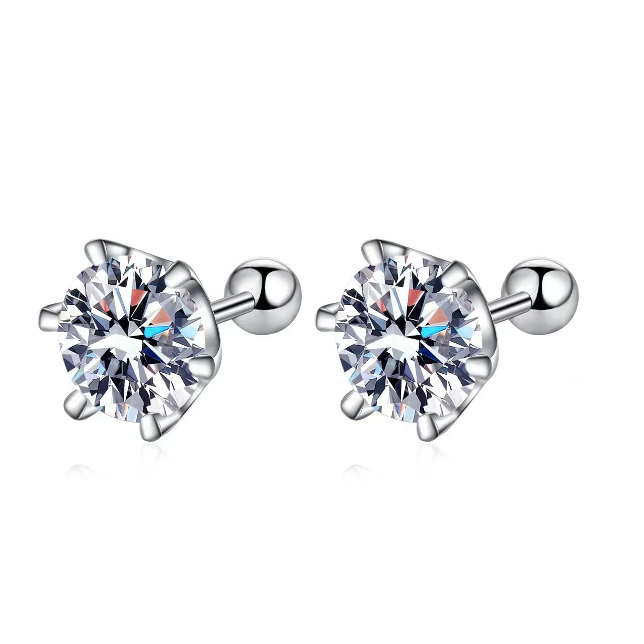 Moissanite Screw Stud Earrings D Color 925 Sterling Silver 6 Prong Diamond Earrings For Women Wedding Fine Jewelry
