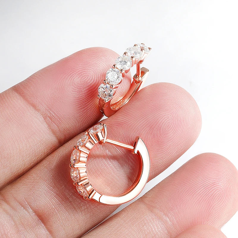 Each 0.2CT 3.5mm Certified All Moissanite Hoop Earrings for Women Classic Sparkly Bridal Jewelry Pure 925 Plated 18K