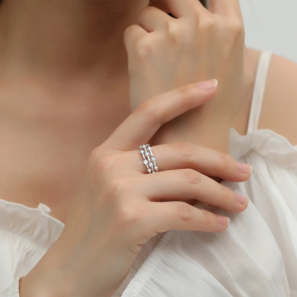 Trending Wedding Band Moissanite Ring With Certificate Genuine Silver 925 Enagement Jewel Gift For Women Positive Stones
