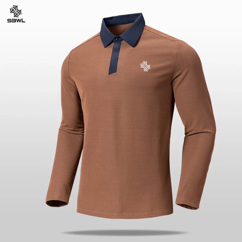SBWL Autumn and Winter Fashion Outdoor Sports Long Sleeve Stand Collar T-Shirt Running Fitness Breathable Base Shirt Tops