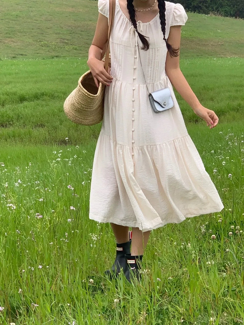 Spring 2025 Chic A-Line Dr Korean Sle Long Svel Women's Faionable Gown Ele Personali Commute Suitable Dr
