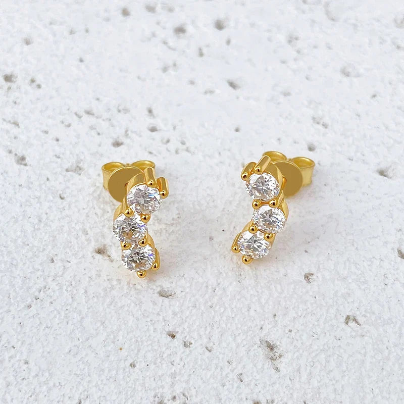 D 3.5mm Moissanite Stud Earrings Lab Diamond 925 Sterling Silver Gold Plated Gemstone Wedding Earring Jewelry Certified
