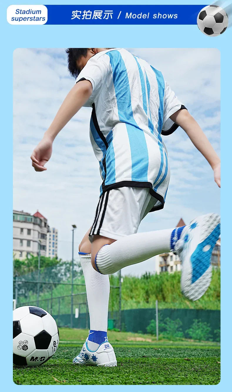 Kids Turf Soccer Cleats Children Football Shoes Breathable Lightweight Training Sneakers Non-Slip Athletic Sport Boots Boys Girl