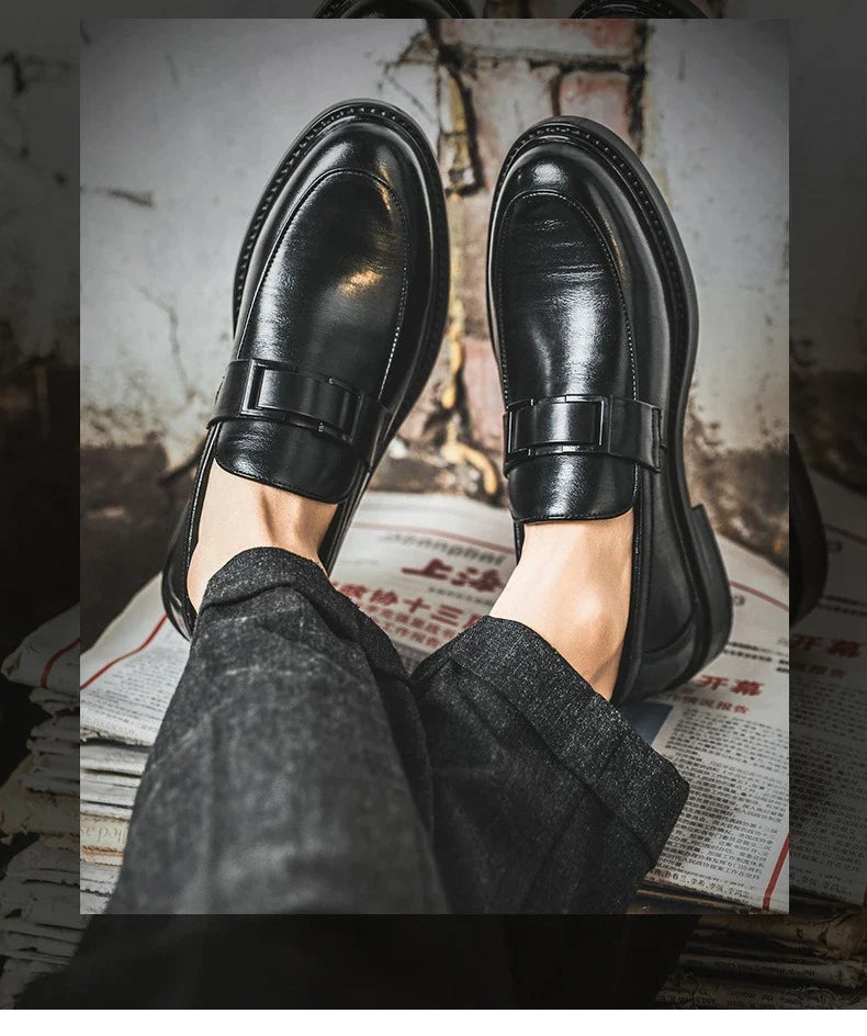 Spring Autumn New Black Dress Shoes for Men Business Designer Cow Leather Shoes Male Fashion British Style Casual Shoe Man