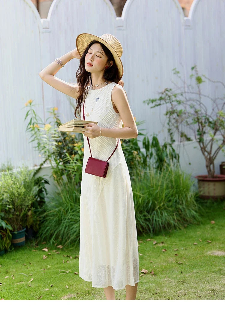 Asymmetric Lace Fishtail Dress 2026 Summer Flower Embroidery Sleeveless Elegant Dress Round Neck Long Dresses MXE35L2301