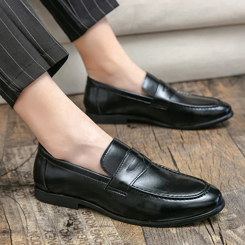 2026 Spring and Autumn Loafers Men Slip-On Business Formal Casual Shoes Brown MenShoes Leather Men Dress Shoes Large Size 38-48