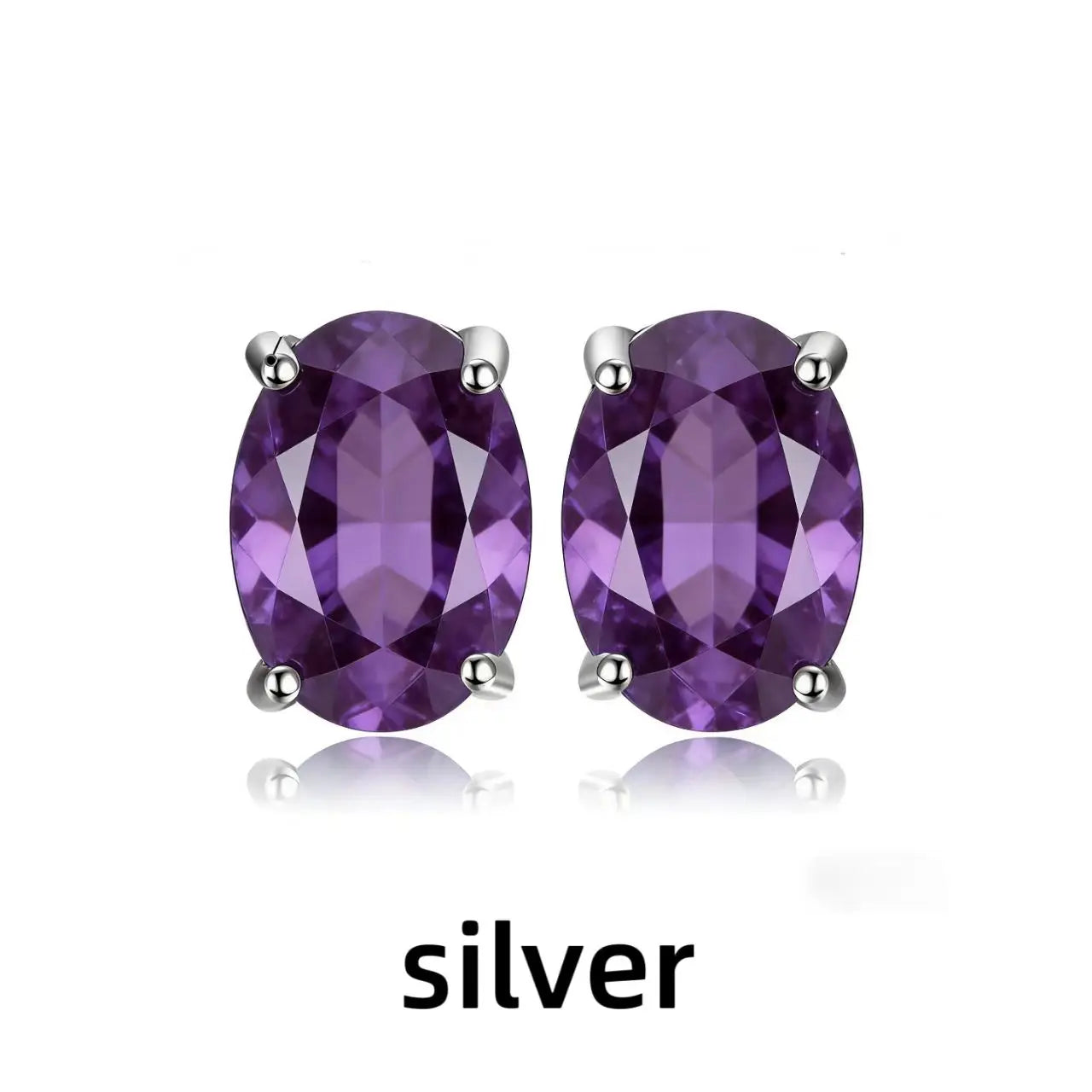 Rose Gold Yellow Gold Plated Oval Natural Amethyst Citrine Garnet Topaz Peridot 925 Sterling Silver Earrings for Women