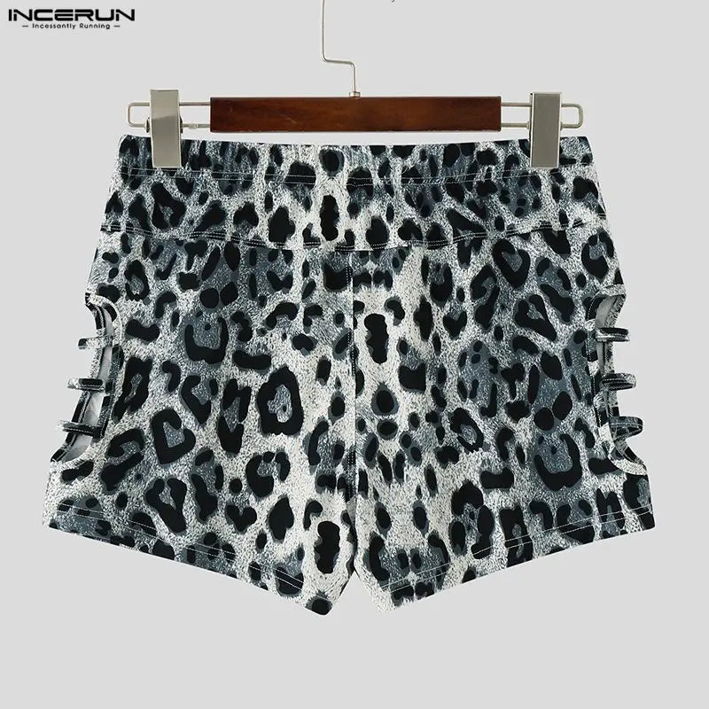 Men's Shorts Leopard Print Hollow Out Sexy Casual Men Bottoms Summer Streetwear 2026 Fashion Vacation Shorts For Man
