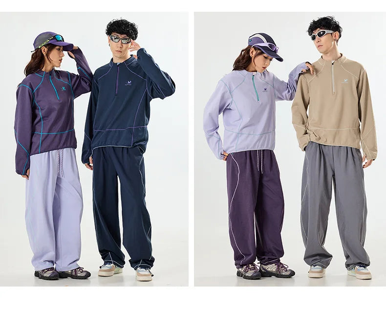 Retro Lightweight Quick-Dry Long-Sleeve Outdoor Top for Couples: Ideal for Running & Cycling